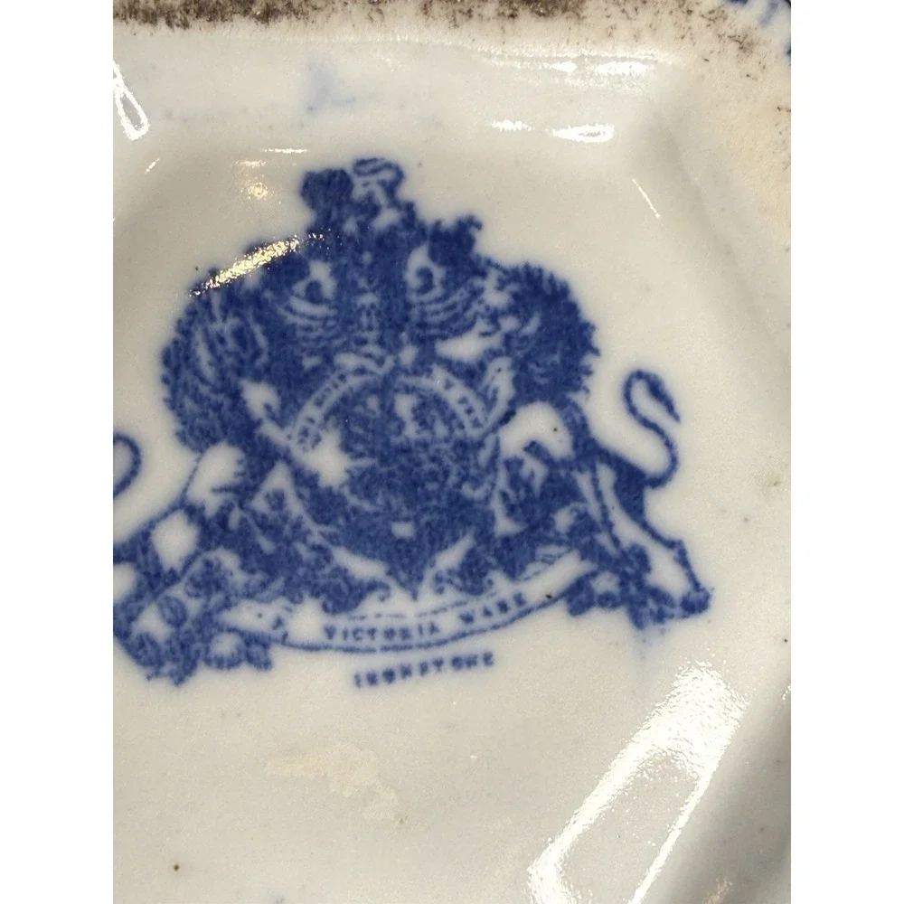 Victoria Ironstone Blue White Floral Flower Frog Vase Chinoiserie 5.5